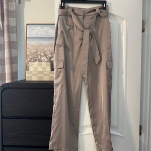 Abercrombie & Fitch Beige Satin Cargo Pants